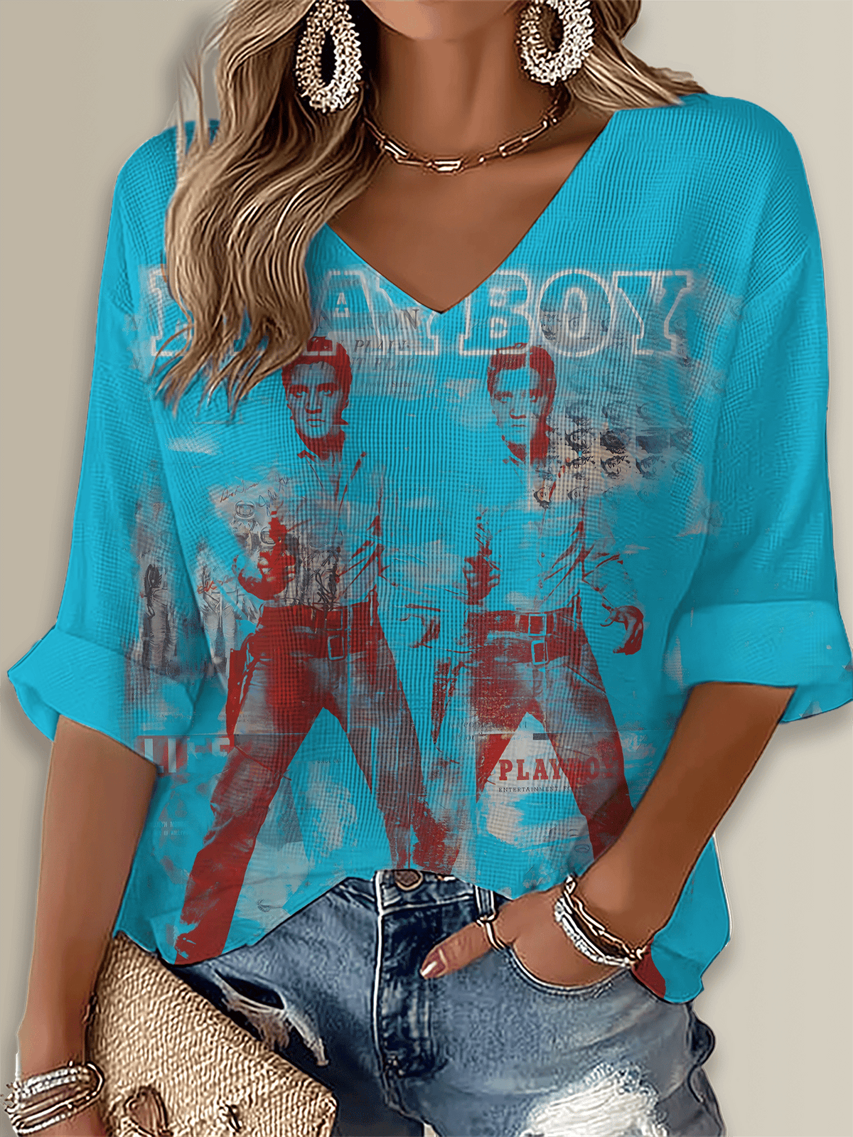 King of Rock And Roll Printed Long Sleeve Top