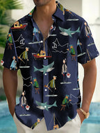 Men's Shark Art Print Casual Shirt