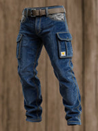 Men's Retro Outdoor Adventure Corduroy Stitching Multifunctional Pocket Work Pants