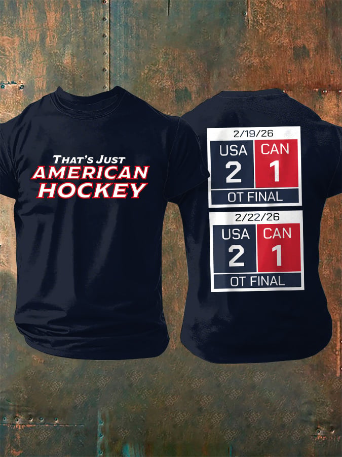 Men's Casual US Hockey Champion Commemorative Crew Neck Short Sleeve T-Shirt