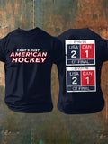 Men's Casual US Hockey Champion Commemorative Crew Neck Short Sleeve T-Shirt