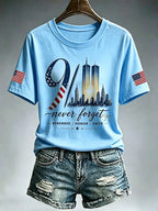 Women's  Retro  9.11 Never Forget Print T-shirt