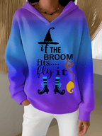 Women's Halloween Witch Print Furry Lined Hoodie