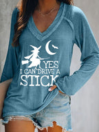 Women's Yes I Can Drive A Stick Print Long Sleeve Casual T-Shirt