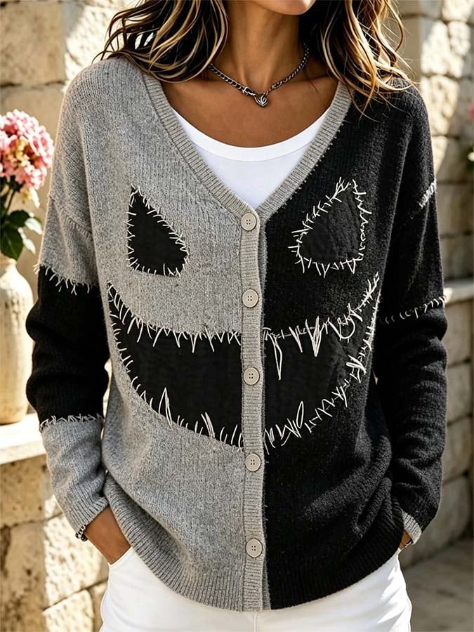 Women'S Casual Printed Knit Cardigan