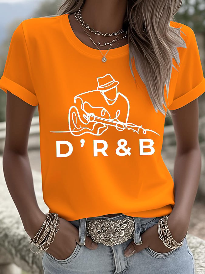 Women's Music Lover Print Short Sleeve T-Shirt