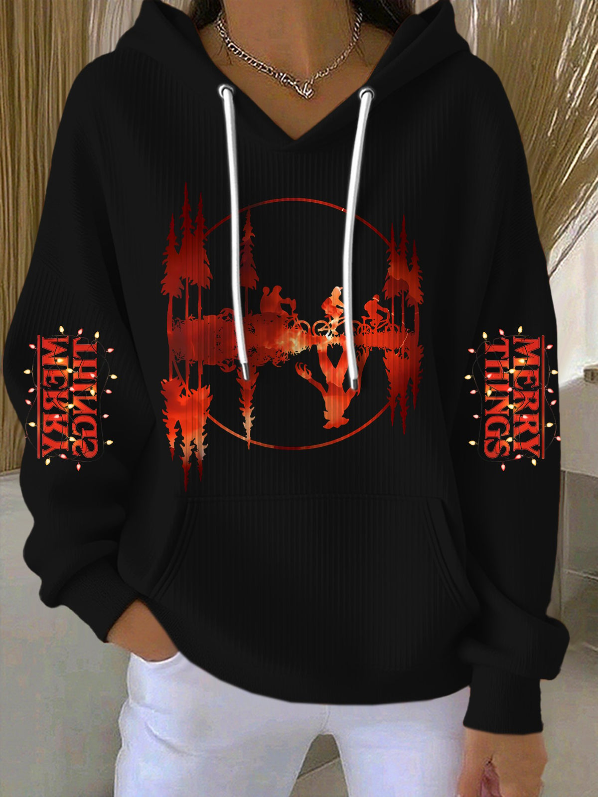 Women's Merry Things Print Casual Hoodies