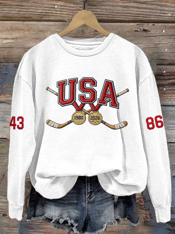 Women's  Hockey Print Sweatshirt