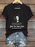 V-Neck Retro Gone Too Soon Eddie Print T-Shirt