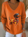 Women's Halloween Puppy Art Print Sweater