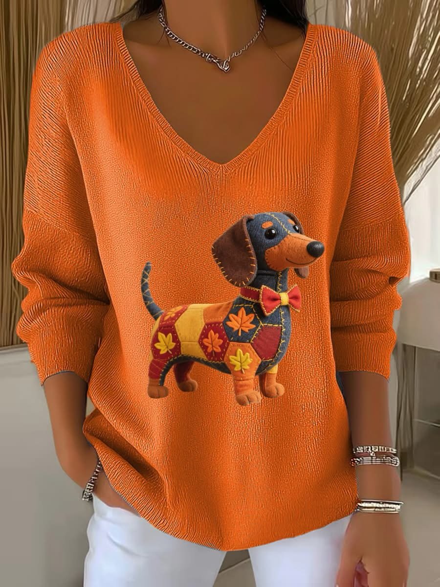 Women's Halloween Puppy Art Print Sweater