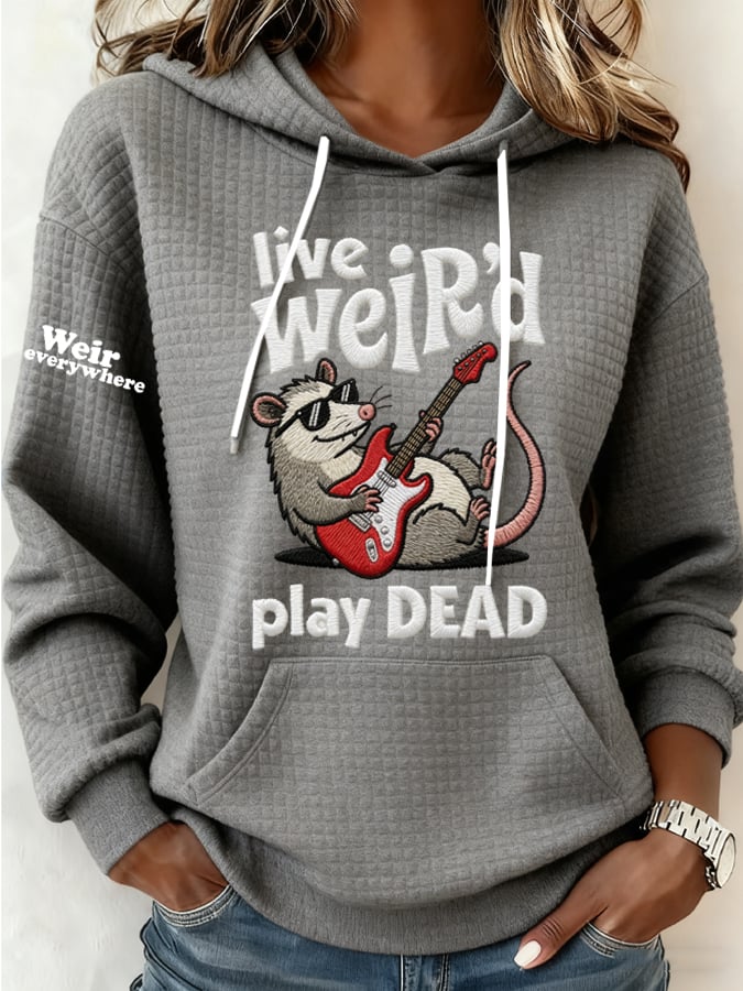 Women's Vintage Rock Tribute Print Hoodie