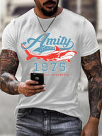 Men's Amity Island 1975 Printed Round Neck T-Shirt