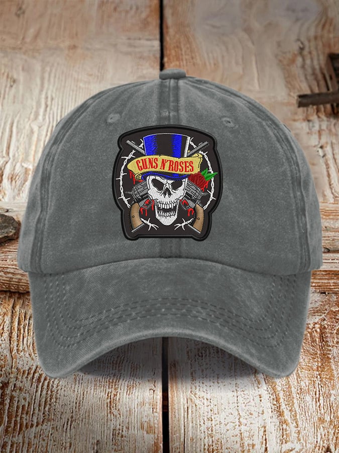 Retro Rock Roses Print Baseball Cap