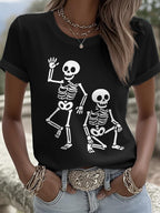 Women's Halloween FDT Printed Casual Crew Neck T-Shirt