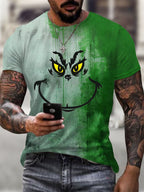 Men's Fashion Casual Halloween Horror Expression Print T-shirt