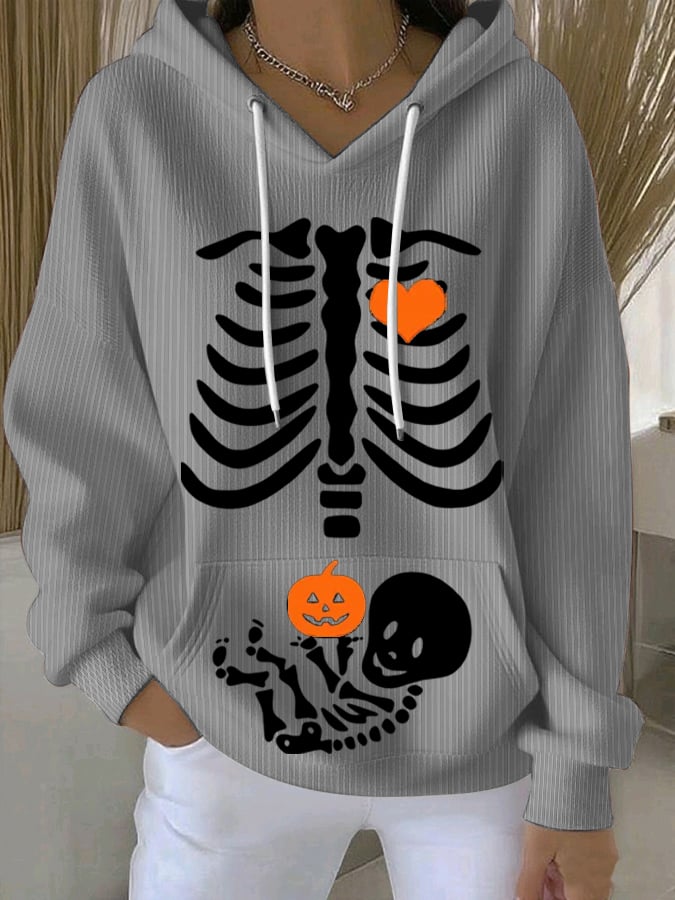 Women's Skeleton Halloween Maternity  Print Sweatshirt