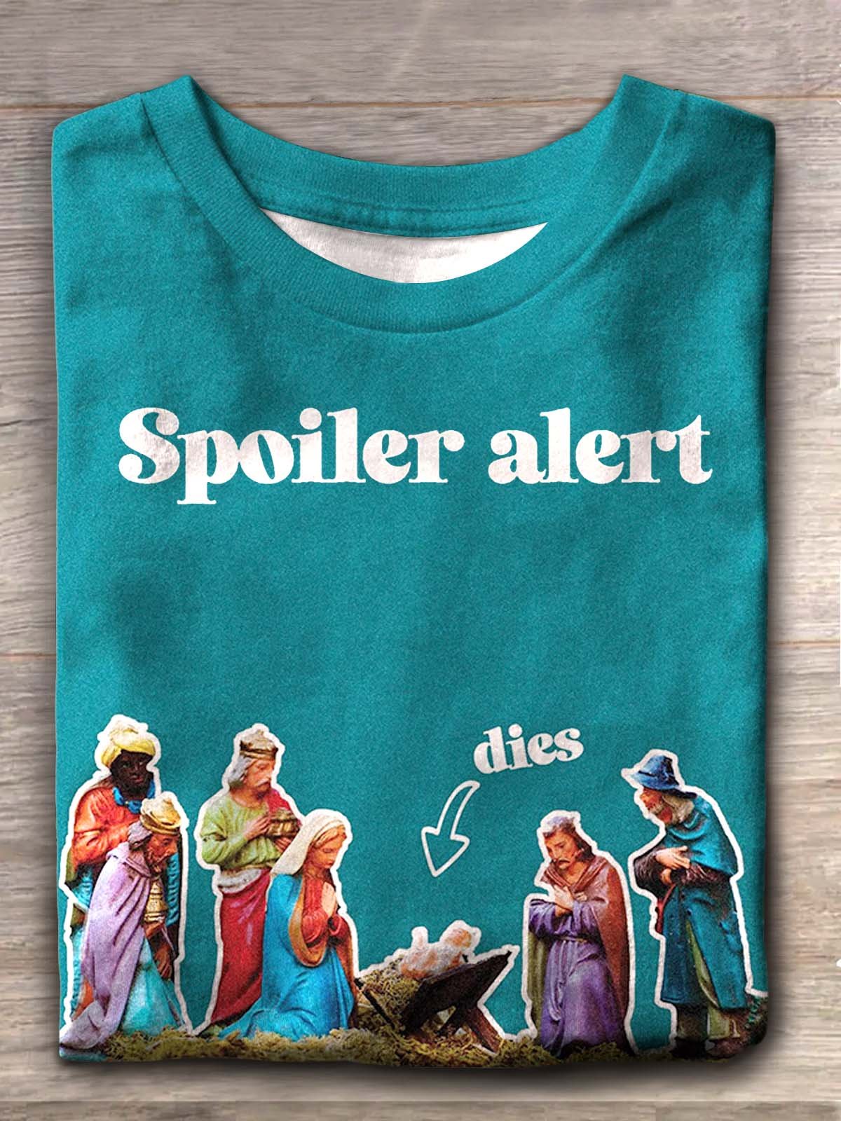 Women's Funny Spoiler Black Humor Crew Neck Printed T-Shirt