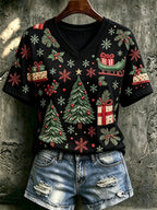 Women's Christmas Print Cozy T-shirt
