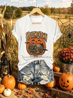 V-Neck Retro Halloweentown Est. 1998 Print T-Shirt