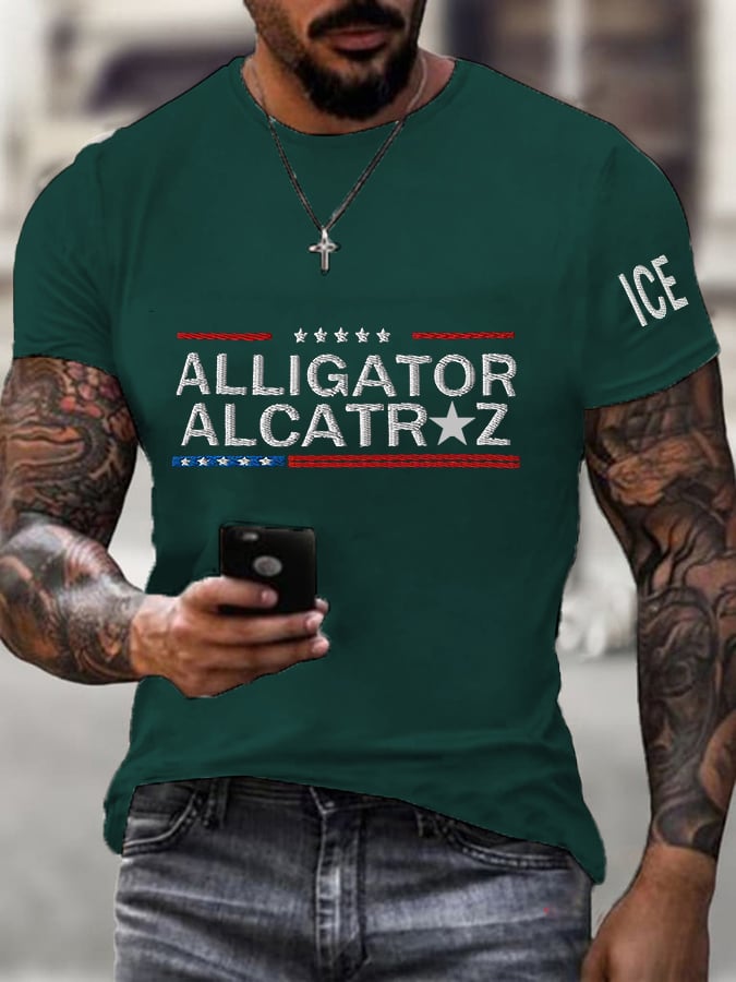 Men's Alligator Alcatraz Ice Print T-Shirt