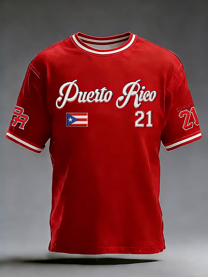 Men's Puerto Rico Baseball Fan Casual T-Shirt