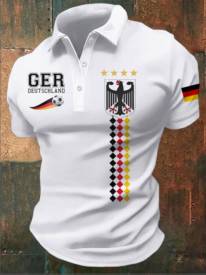 Men's Soccer Print Casual Polo Shirt