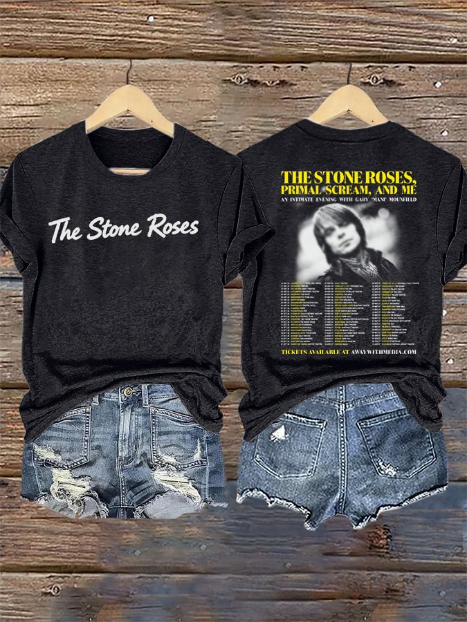 Singer Concert Print Crew Neck Short Sleeve T-Shirt