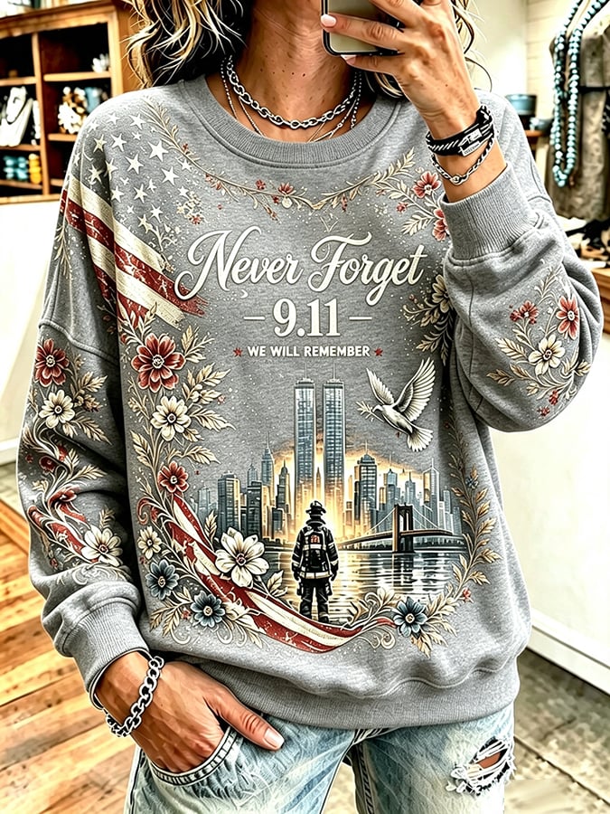 Women's Never Forget September 11 Print Top