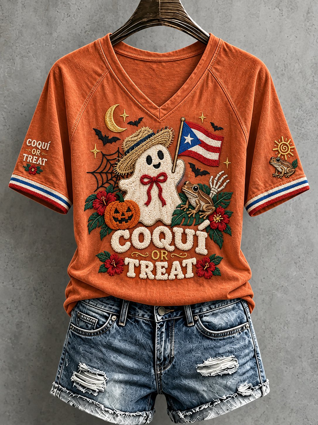 Women'S Puerto Rico Halloween Print T-Shirt