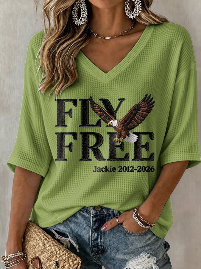 Women's Fly Free Jackie Print V Neck T-Shirt