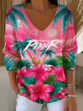 Puerto RIco Singer Boricua Flowers Printed Long Sleeve Top