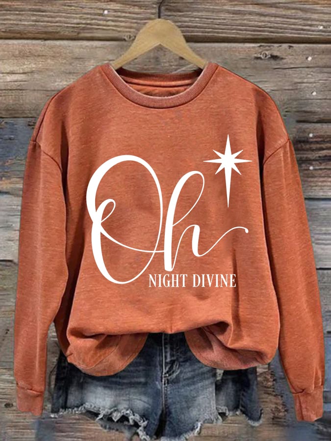 Women's Christmas Oh Night Divine Casual Long Sleeve Sweatshirt