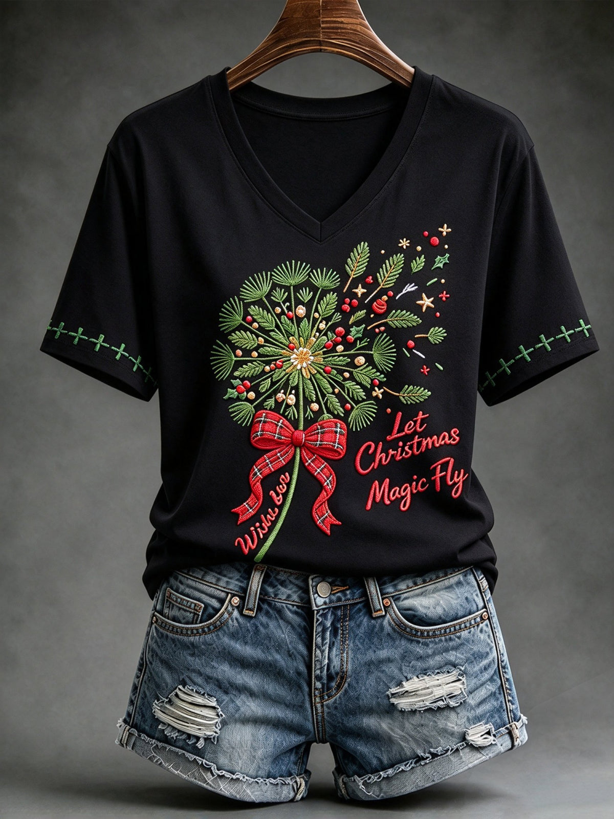 Women's Festive V-Neck Top