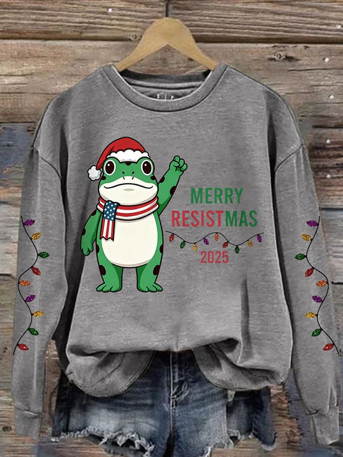 Women'S Casual Merry Resistmas Print Sweatshirt