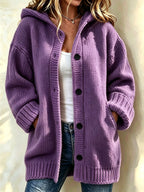 Women's Casual Printed Knitted Fabric Plush Jacket Cardigan