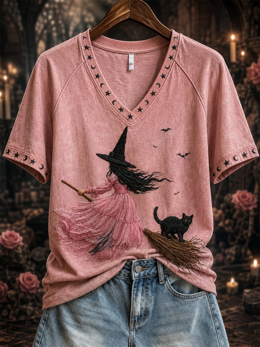 Women's Halloween Witch Print T-shirt
