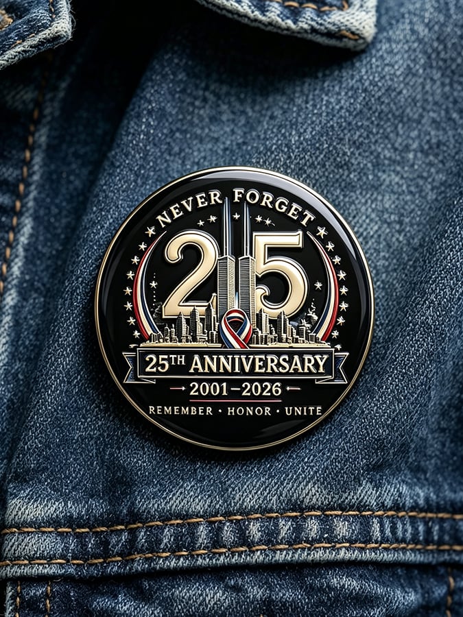 Unisex 9/11 25th Anniversary We Will Never Forget Brooch