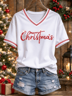 Women's Retro Christmas Faith Print Top