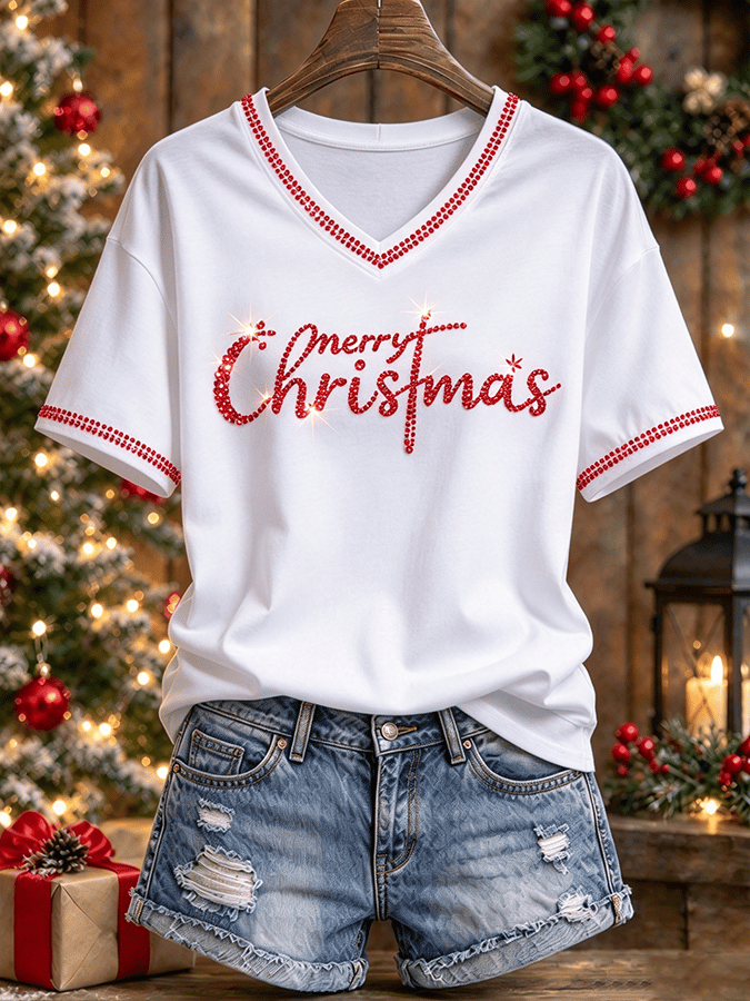 Women's Retro Christmas Faith Print Top