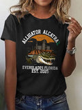 Women's Alligator Alcatraz Print T-shirt