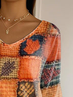 Women's Fall Faith Print Casual V-Neck T-Shirt