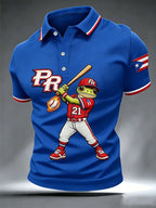 Men's Puerto Rico Baseball Print Polo Shirt