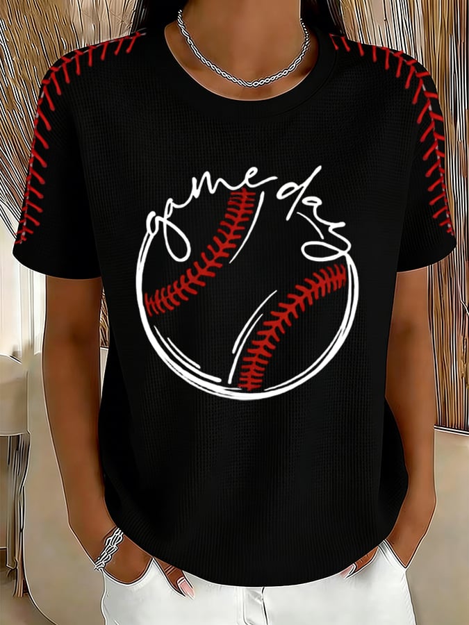 Women's Retro Baseball Game Day Print T-Shirt
