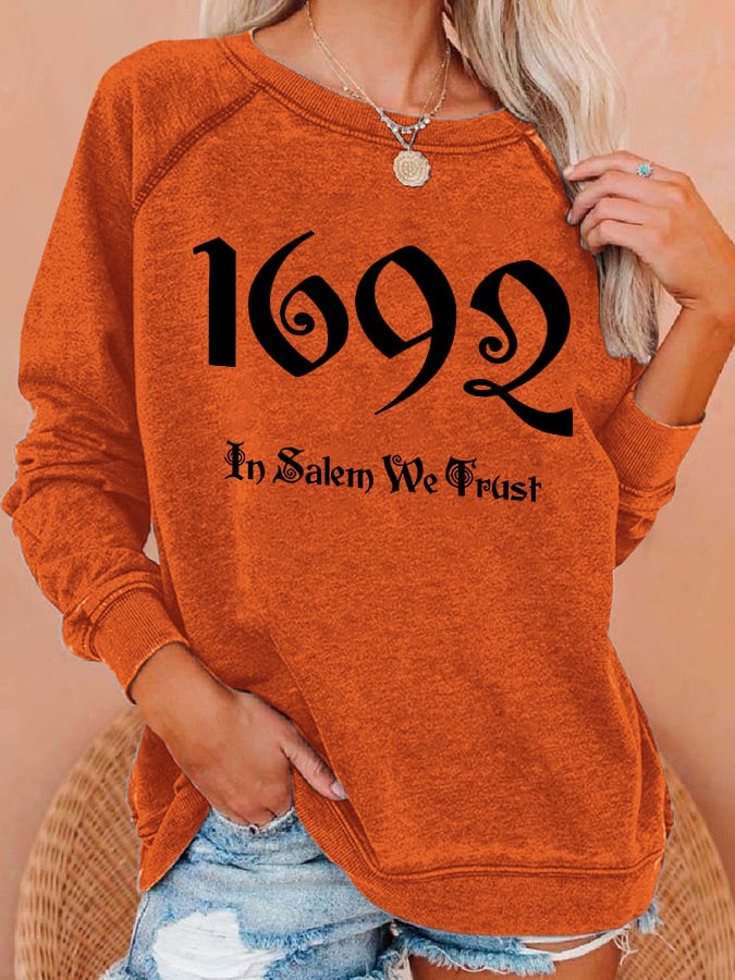 Women 1692 In Salem We Trust Print Casual Sweatshirt
