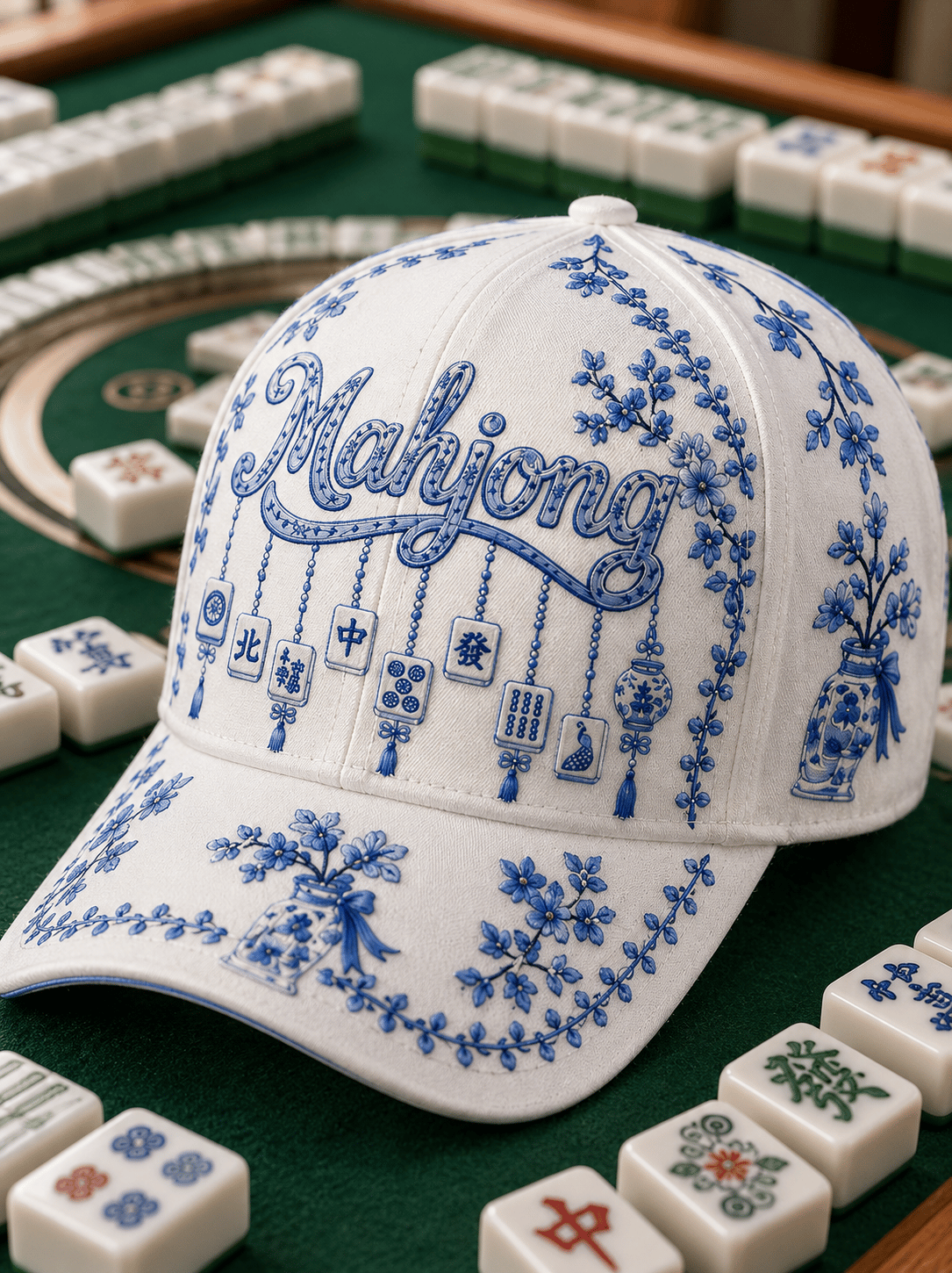 Women's Casual Mahjong Print Baseball Cap