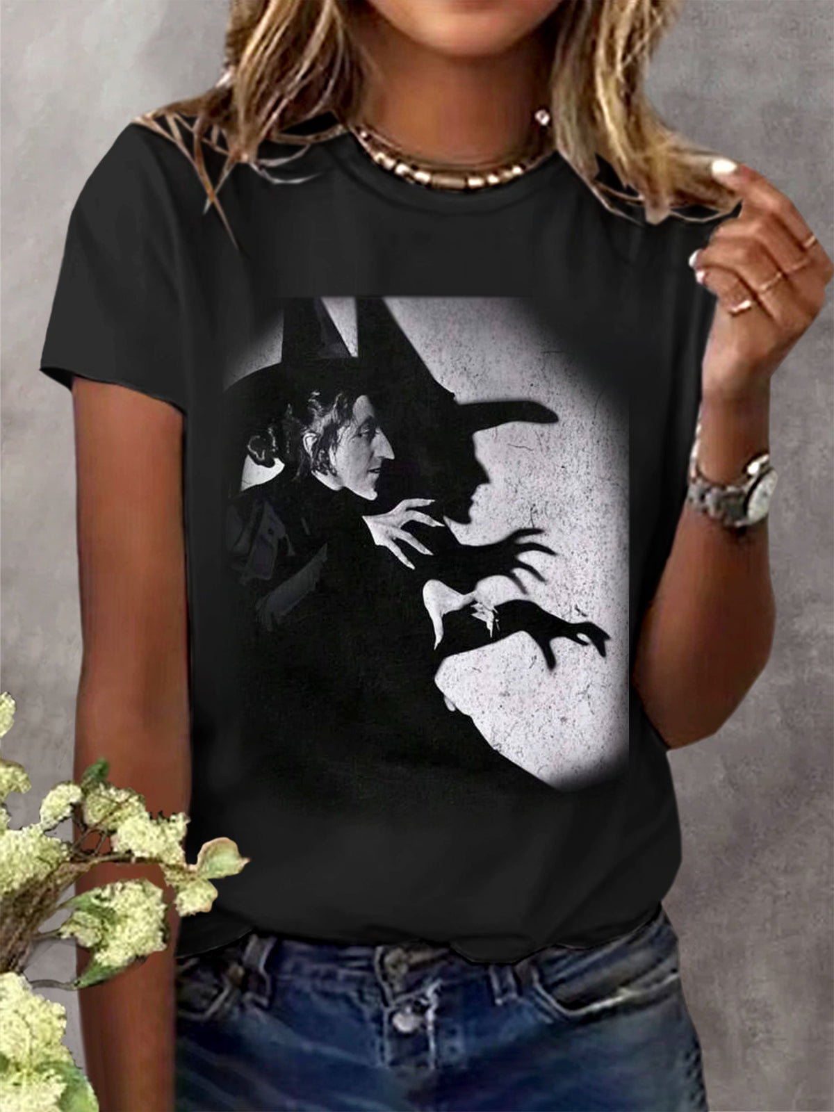 Women's Halloween Crew Neck Print T-Shirt