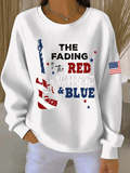 Women's The Fading Of The Red White And Blue Print Casual Sweatshirt
