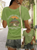 Women's Fashion Casual Crocodile Alcatraz Printed T-shirt