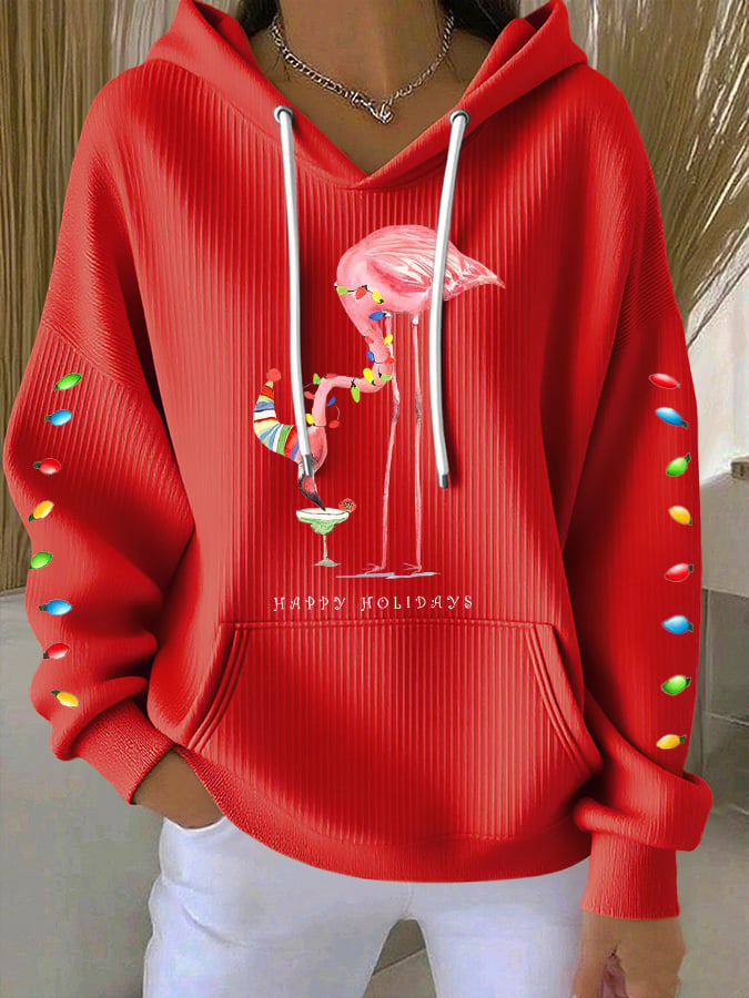 Women's Casual Christmas Flame Bird Hoodie
